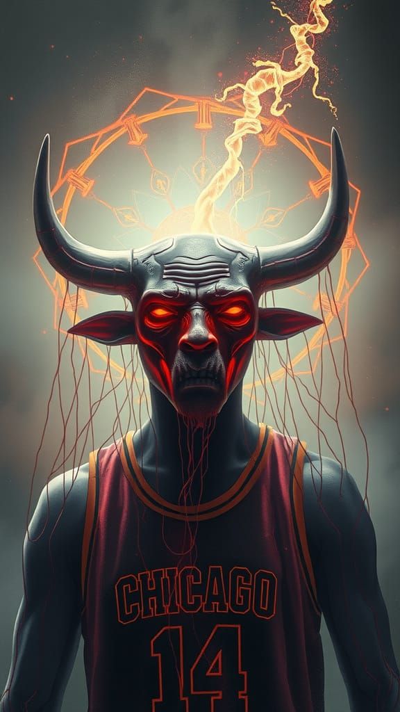 Chicago Bulls Player in Mystical, Haunting Posture