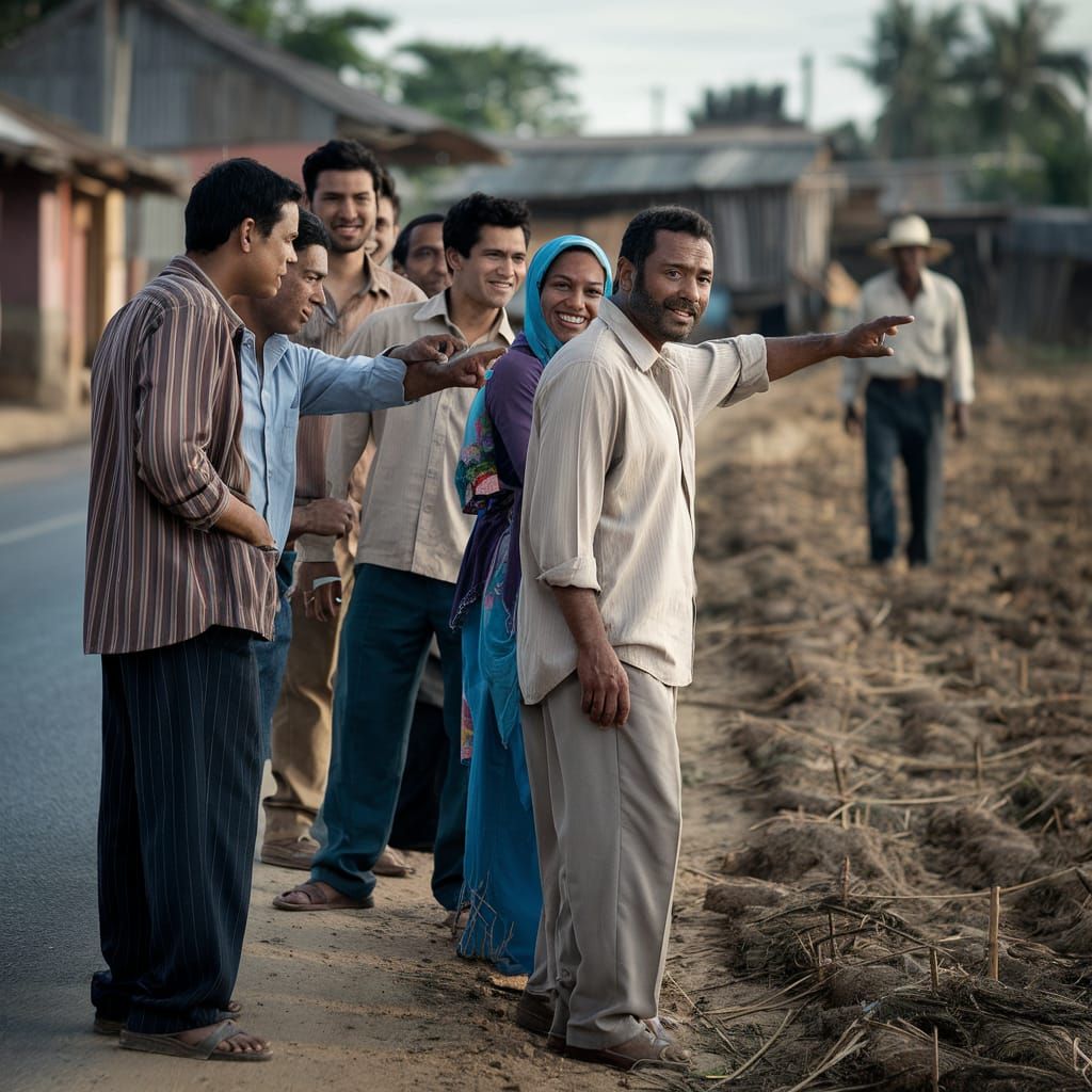 Village Scene: Cinematic Shot of Rural Life