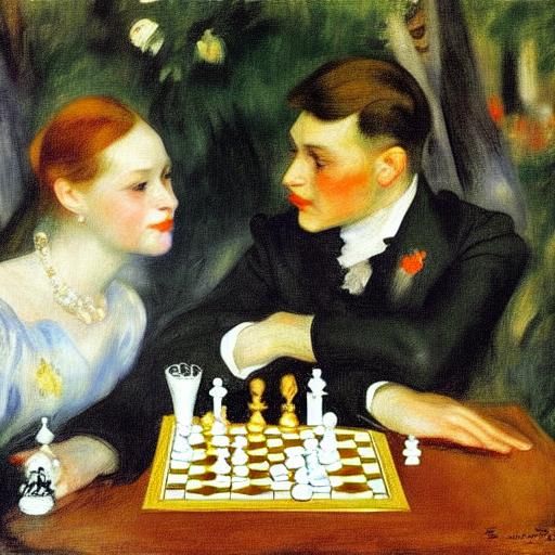 Vampiresses Play Chess, Classical Portraiture Style