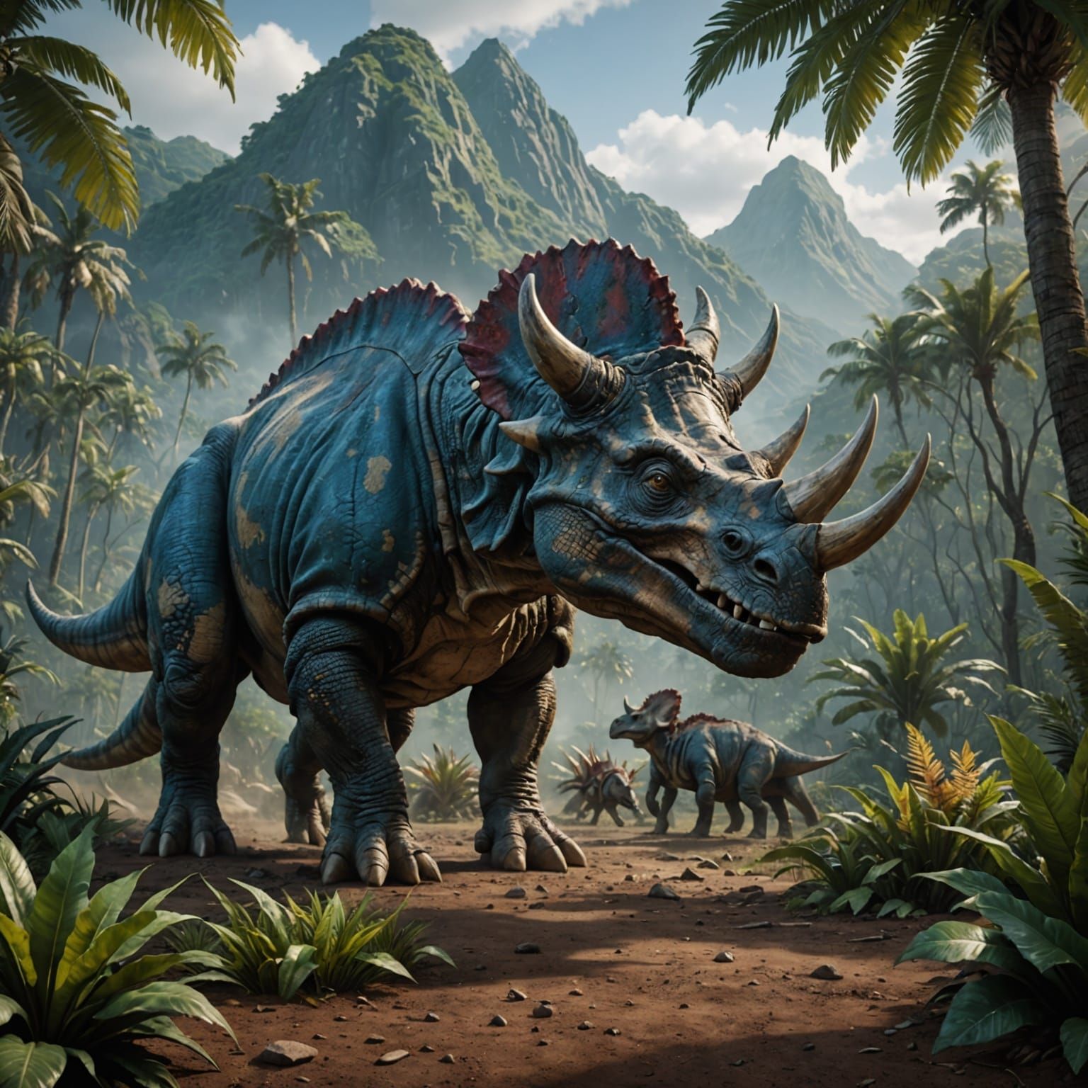 Triceratops in Jurassic World: Detailed Matte Painting