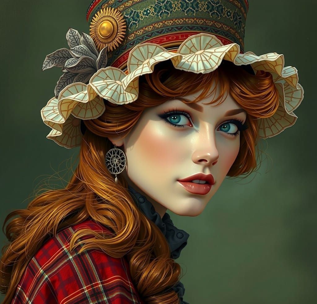 Elegant Taylor Swift Portrait in Vibrant Chromolithography S...