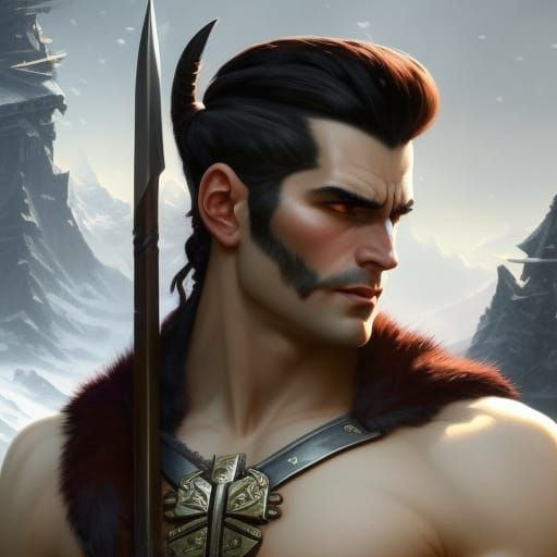 Legendary Barbarian Warchief in Dark Fantasy Style