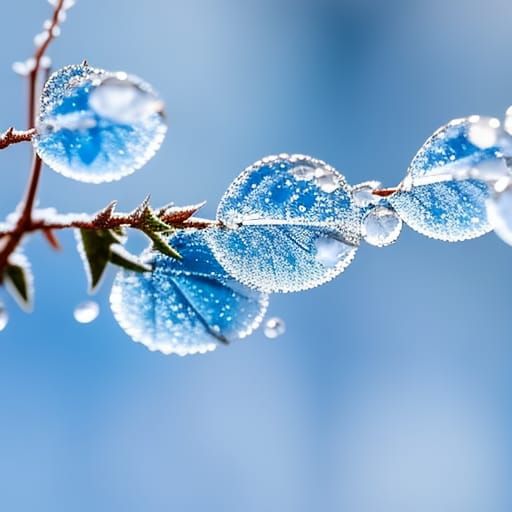 Frozen Blue Roses: Macro Photography of Winter Vines