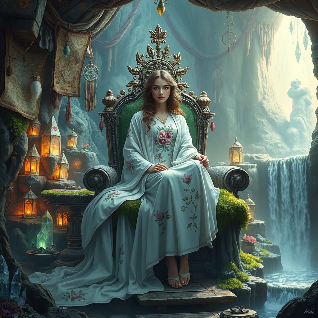 Goddess on Moss Throne in Hidden Grotto
