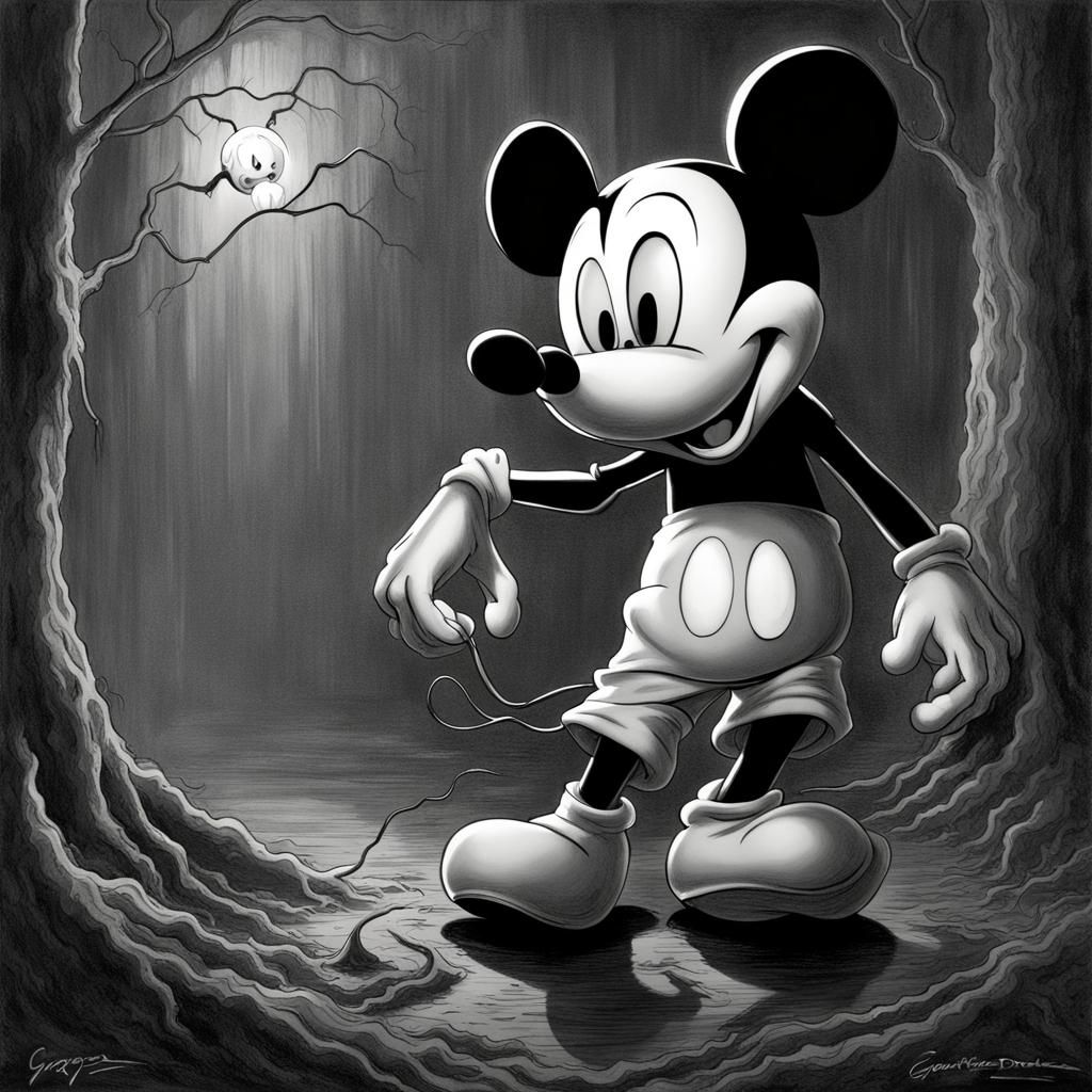 Horror Mickey Mouse with Ghost Face Mask