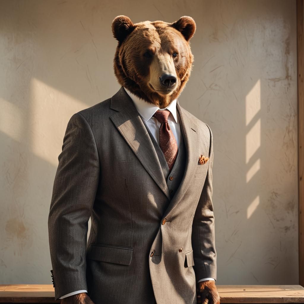 Bear Boss in Business Suit: Studio Portrait