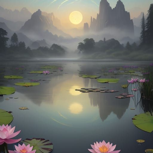 Serene Dawn Lotus in Vibrant Pastel Hues