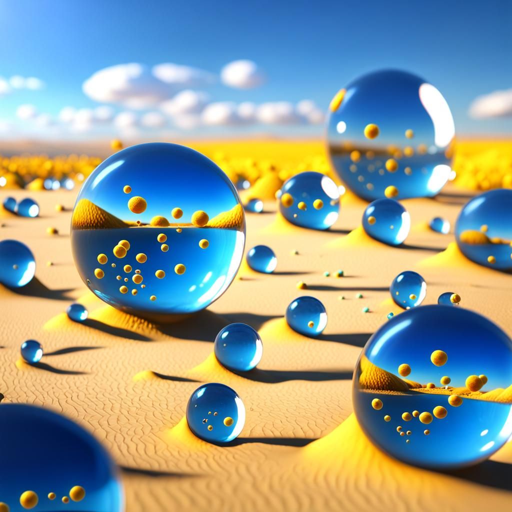 Bubbles Float Above Desert Hills: Fantasy Concept Art