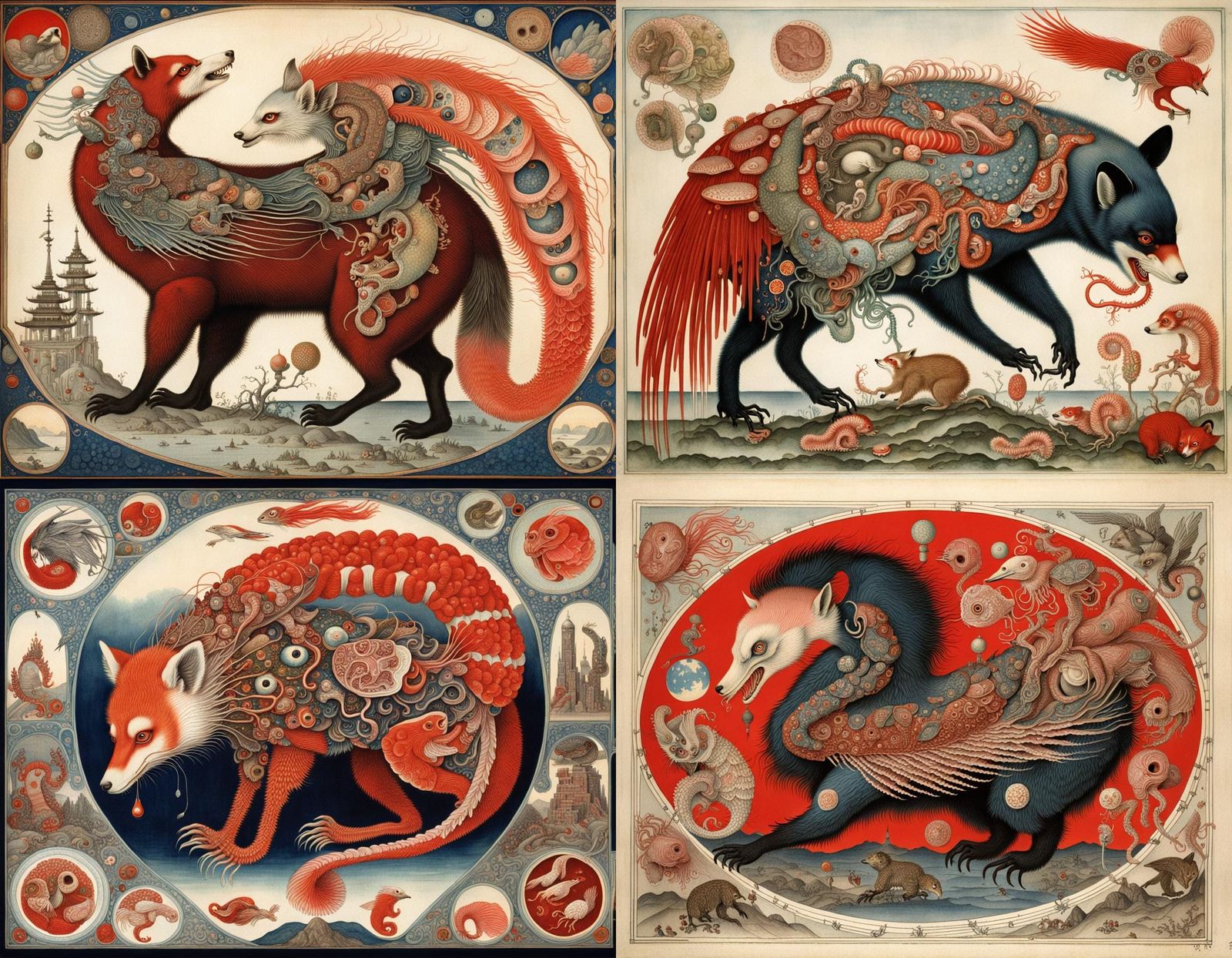 Surreal Chimera Illustration in a Detailed Style