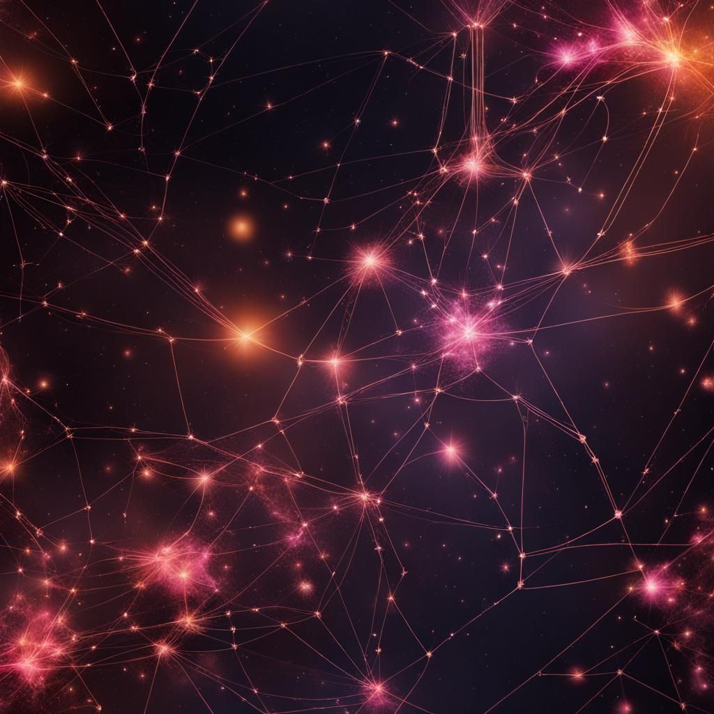 Connected Pink and Orange Stars in Deep Space