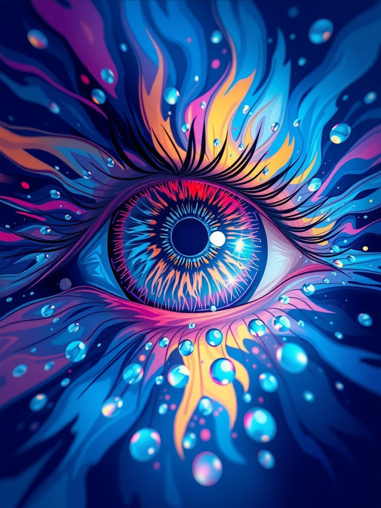 Crystal Lake Iris: Colorful Digital Expressionism