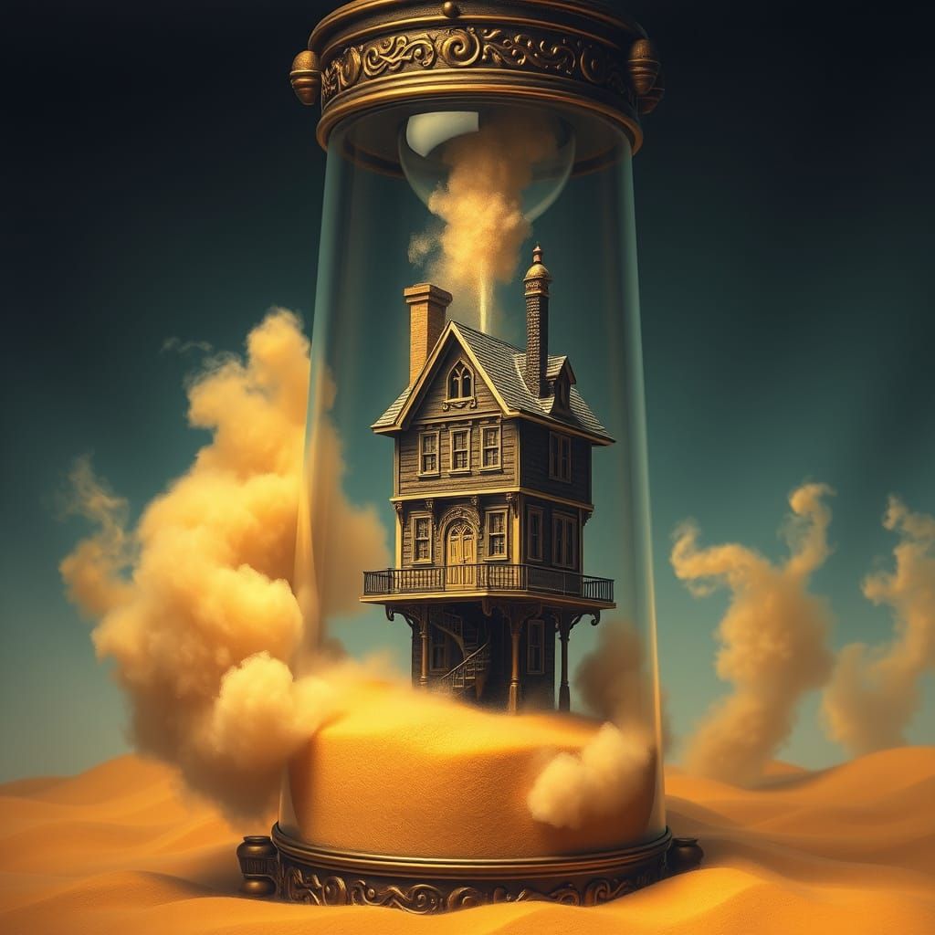 Ethereal Victorian Timepiece in an Hourglass