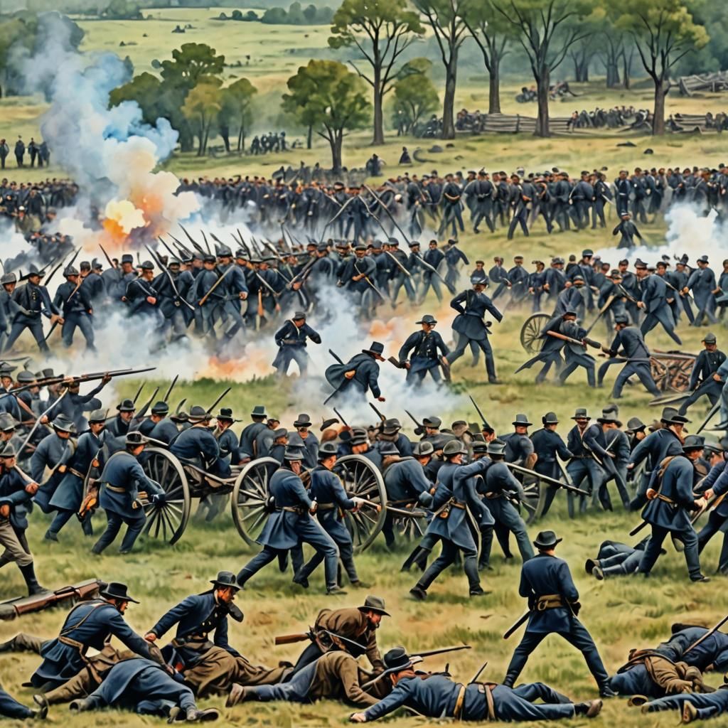 Gettysburg Battle in Watercolor