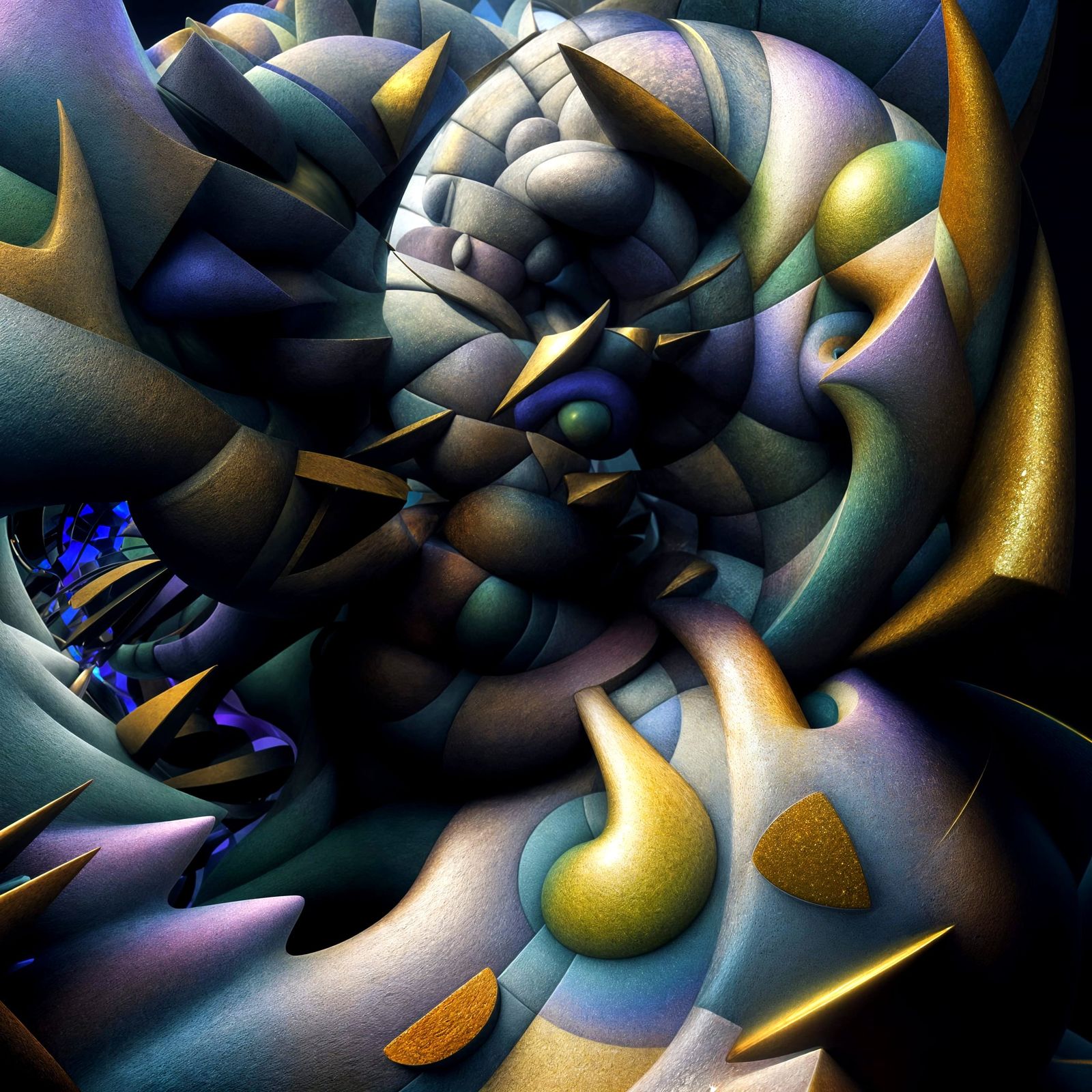 Geometric Abstract: Intricate Polychromatic 3D Render