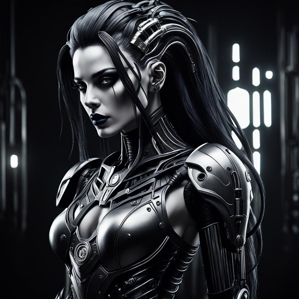 Gothic Woman in Pain: Surreal Crayon Drawing