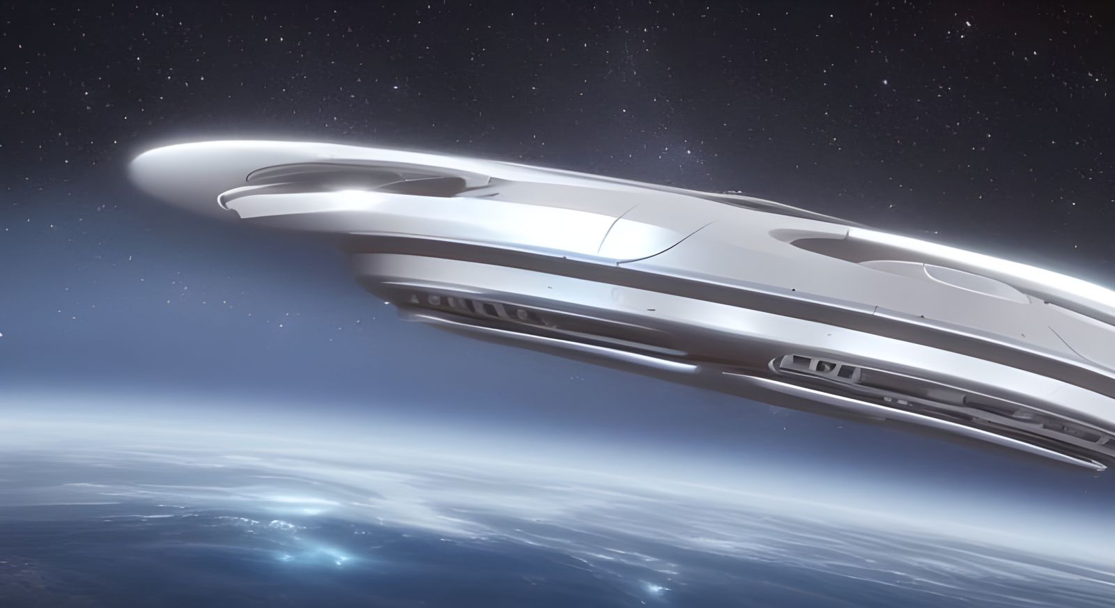 Futuristic Spaceship with Alien Observers