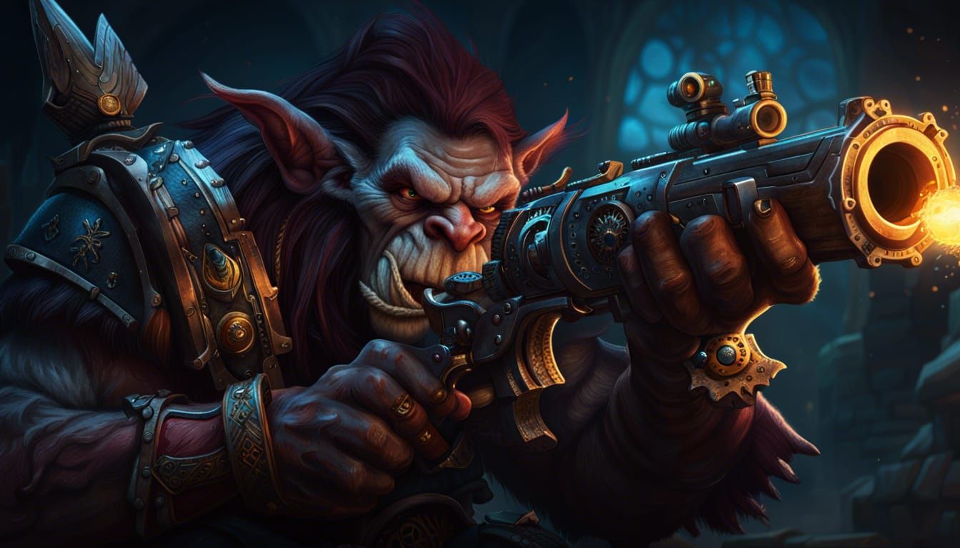 Troll Aims Flintlock Gun: Dark Fantasy Concept Art