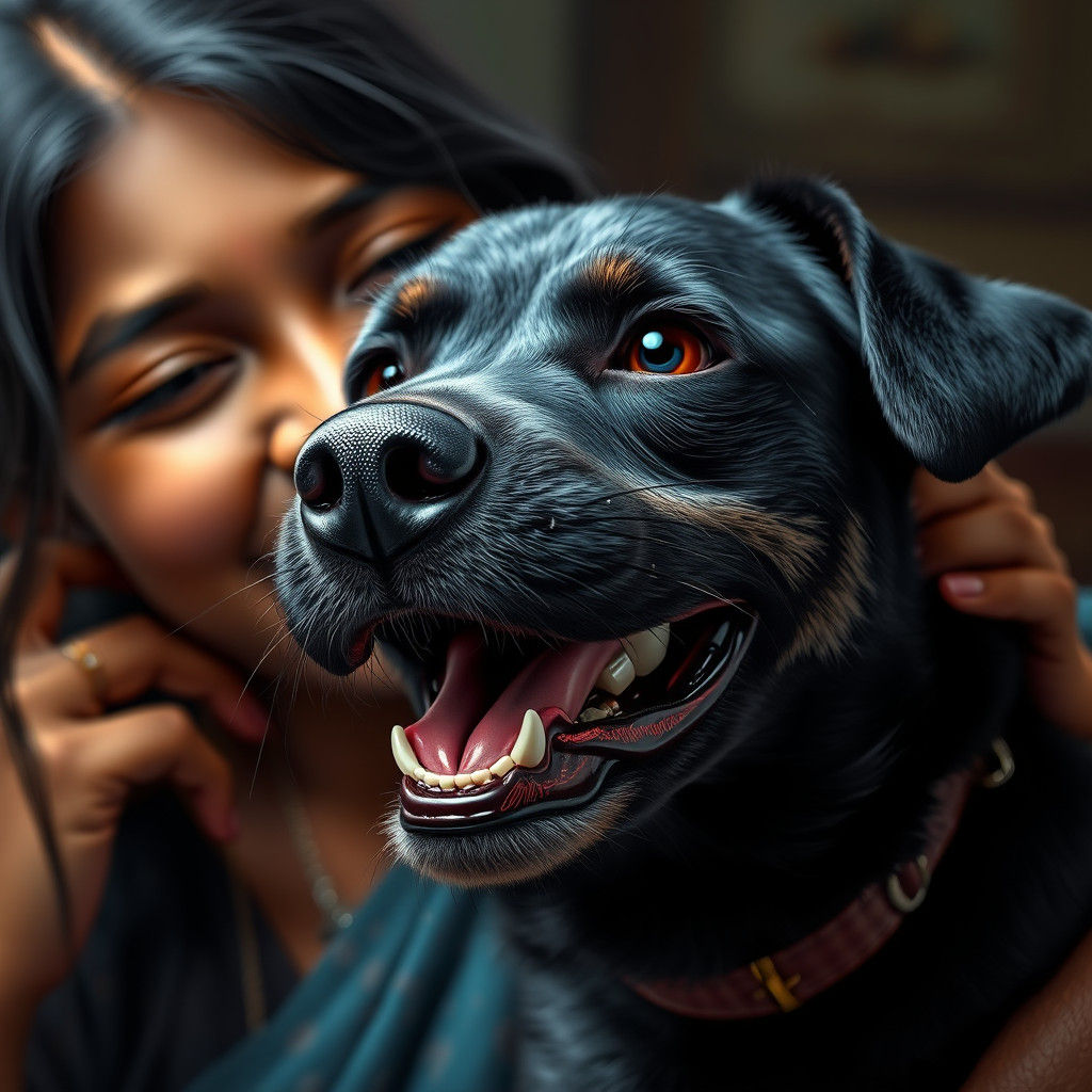 Joyful Dog Portrait in Artgerm and Mucha Style