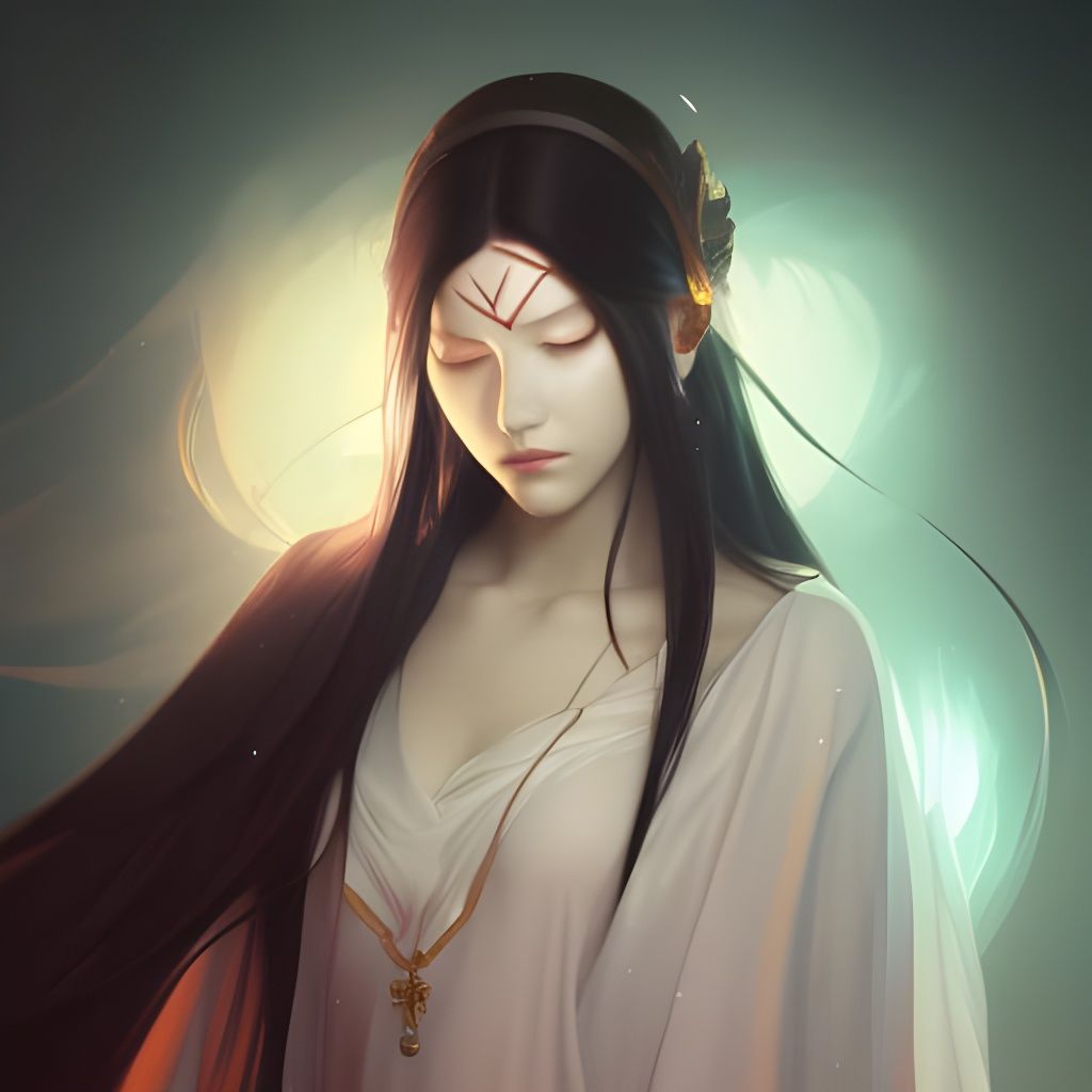 Eldritch Yuki Onna Portrait in Art Nouveau Style