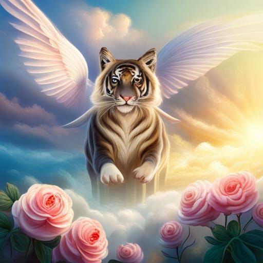 Striking Black Tiger with Blue Stripes and Golden Wings