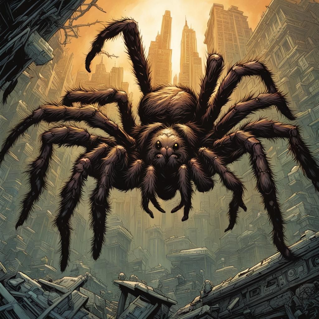 Giant Tarantula in Comic Book Art Style