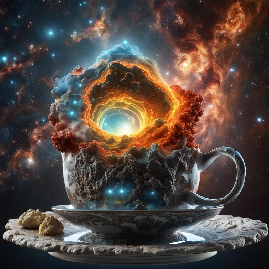 Surreal Nebula Cluster in Rococo Aetherpunk Style