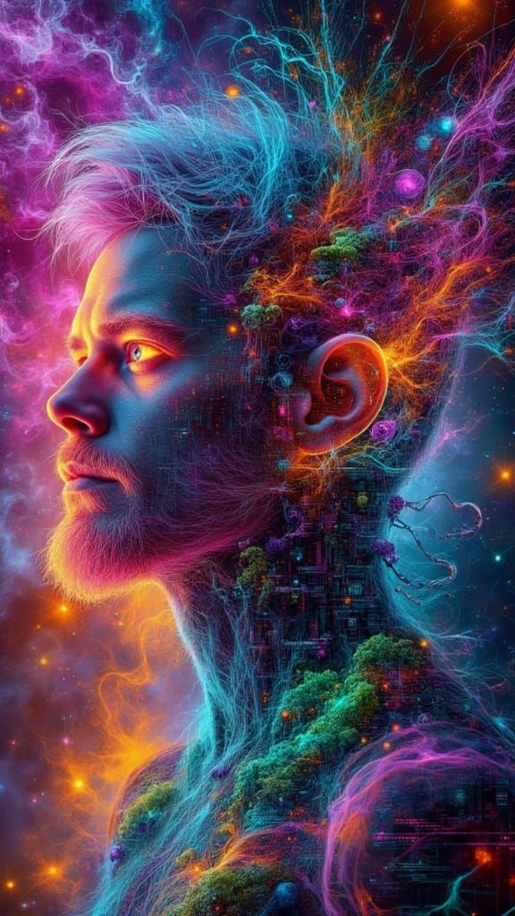 Surreal X-Ray Portrait of Fairy Punk Man