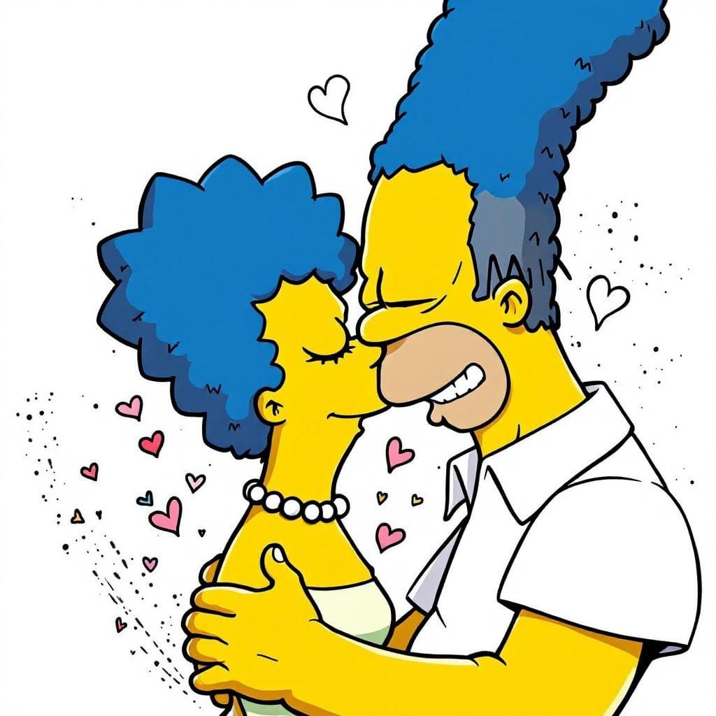 Homer and Marge Kissing