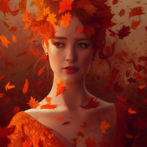 Autumnal Woman Portrait in Hyperdetailed Style