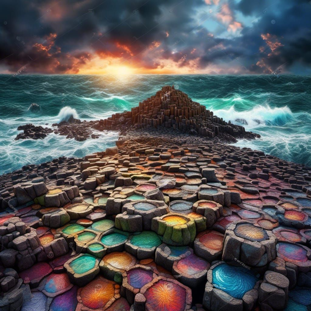 Giant's Causeway on a stormy day