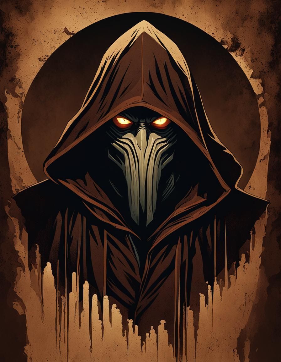Menacing Figure with Shadowy Hood, Western Concept Art