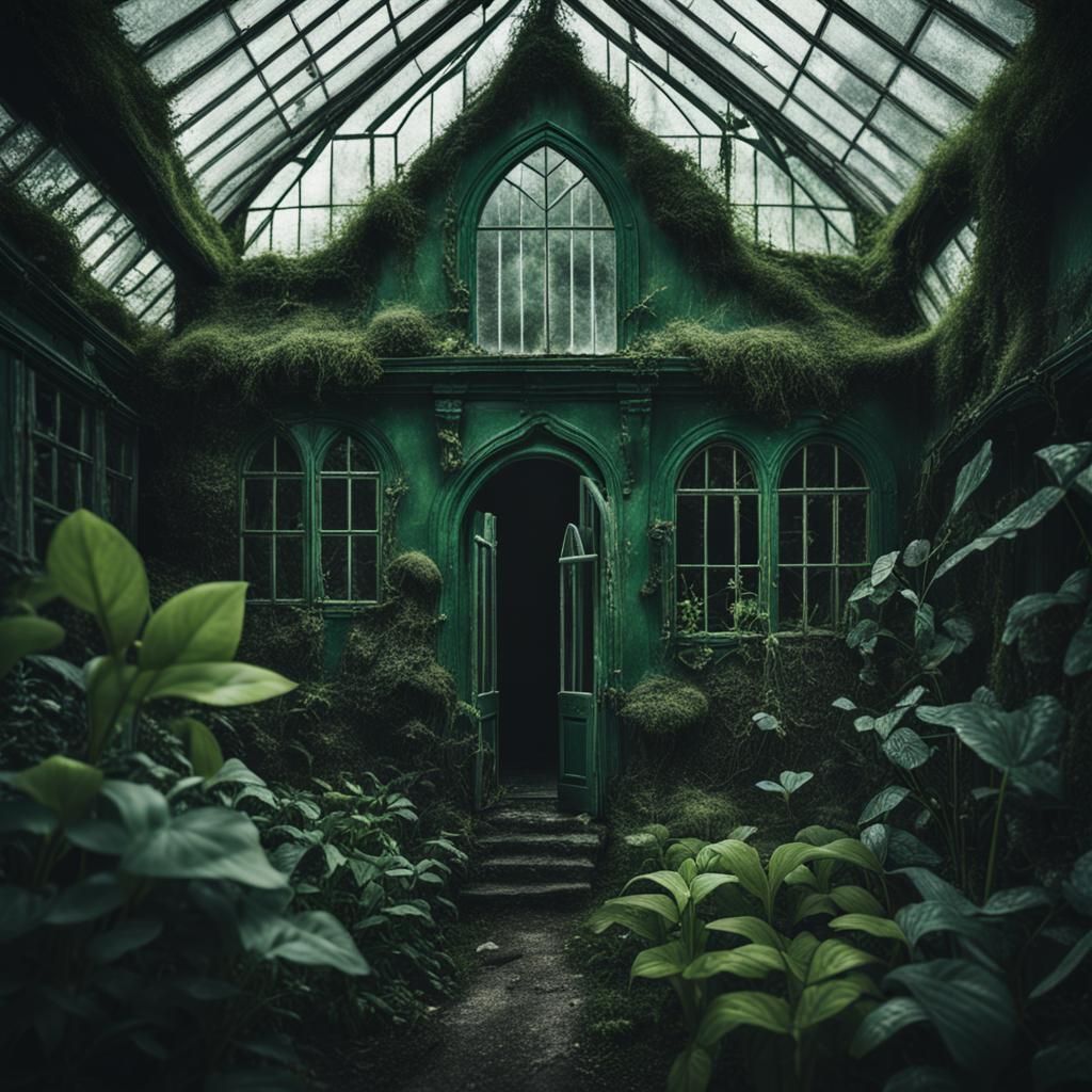 Gothic Greenhouse with Dangerous Plants: Digital Matte Paint...
