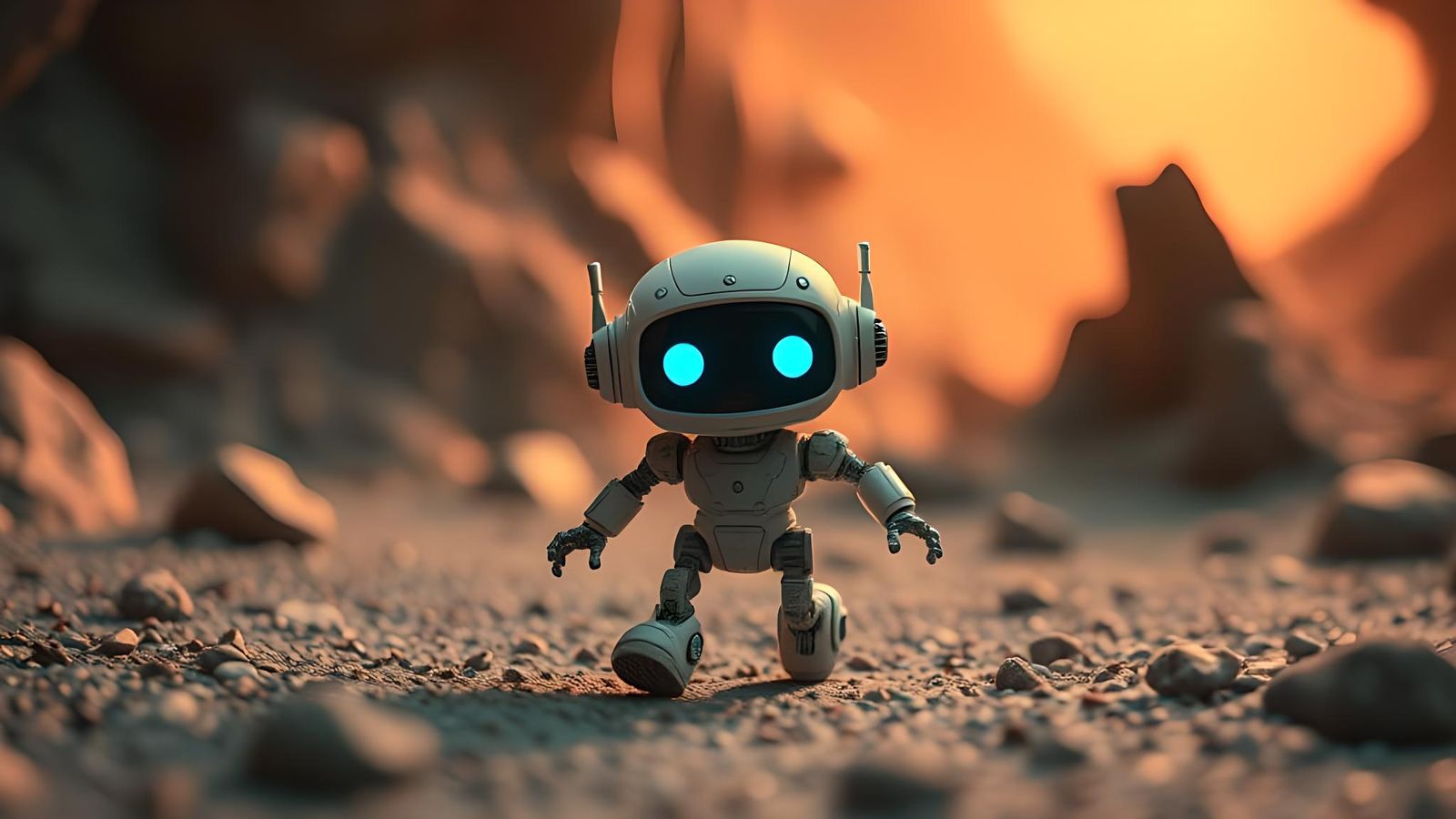 Kawaii Explorer Bot in Low Gravity, Stop Motion