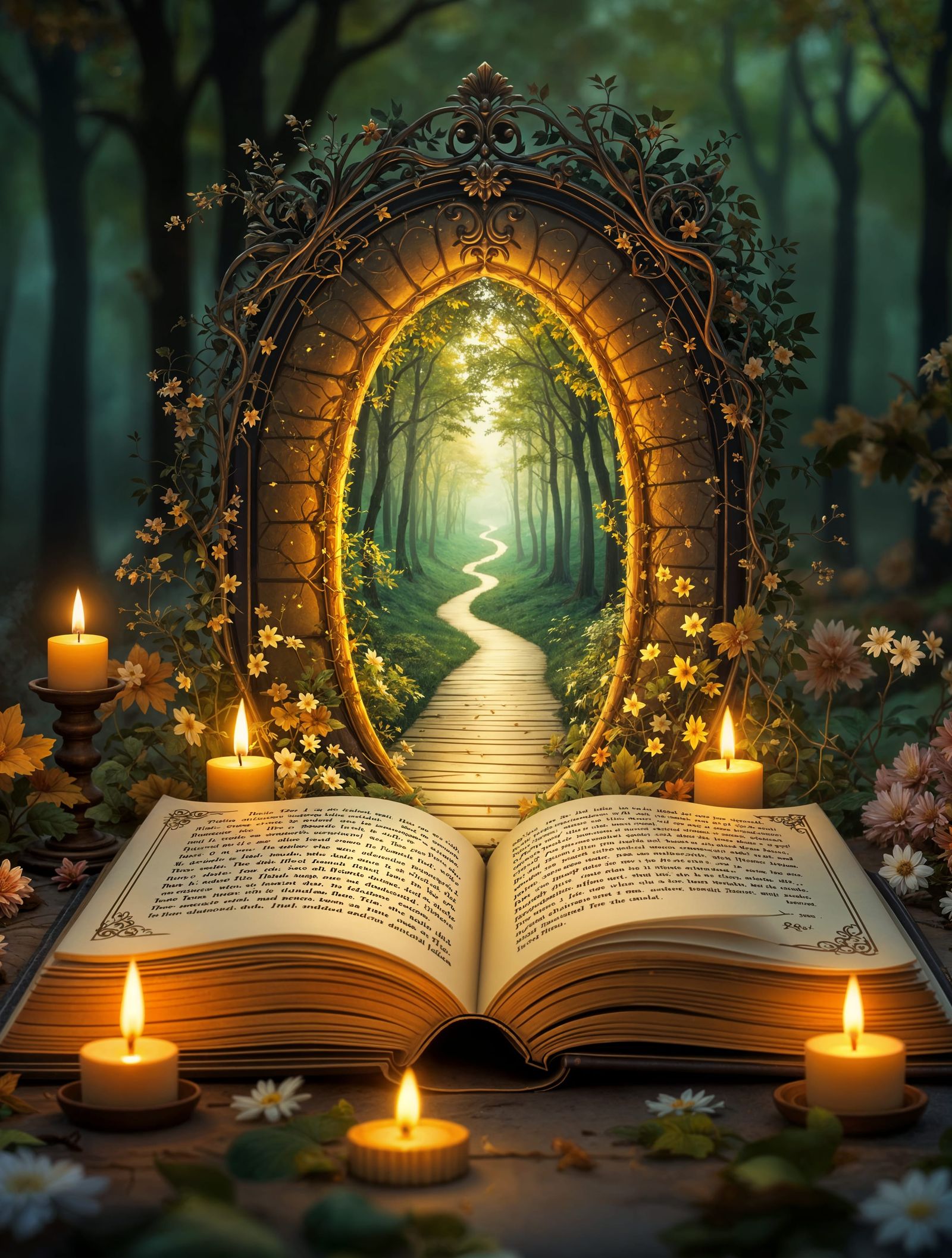 Whimsical Fantasy Scene Unfolds Under Candlelight