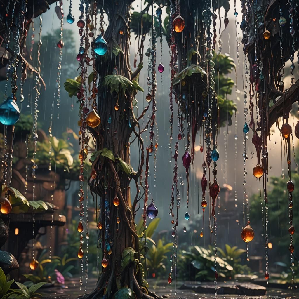 Detailed Raindrop Matte Painting in Deep Color