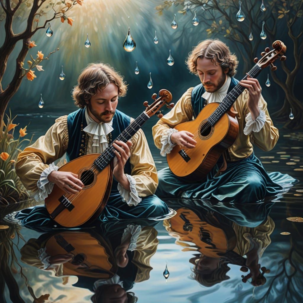Ethereal Minstrels in a Water Droplet: A Dreamlike Surrealis...