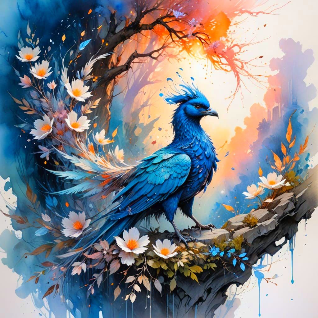 Sapphire Phoenix Fortress at Pastel Dawn