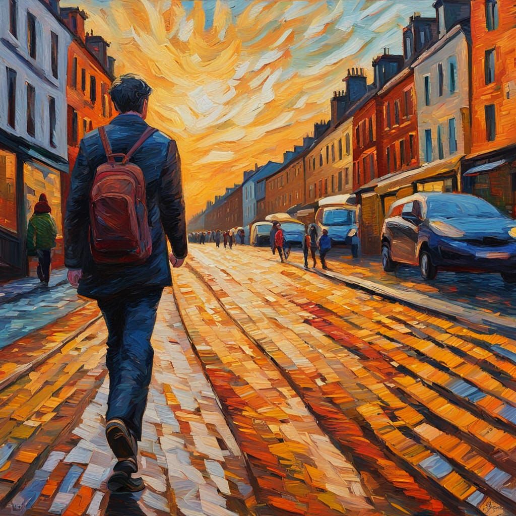 Vibrant Dublin Streets in Expressive Neo-Impressionist Style