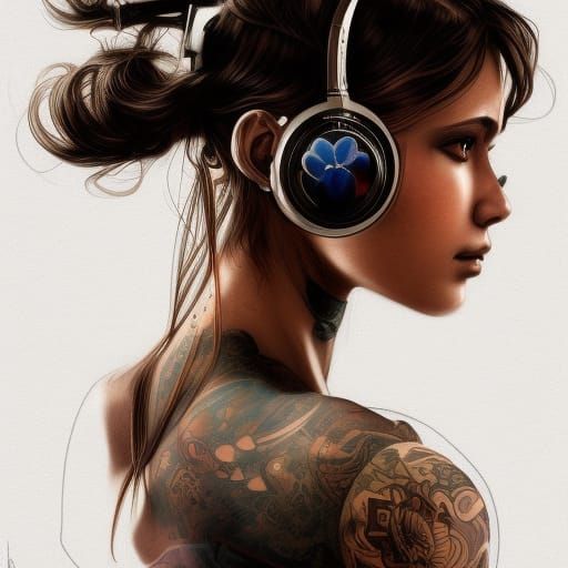 EDM DJ Portrait in Hyperdetailed Art Nouveau Style