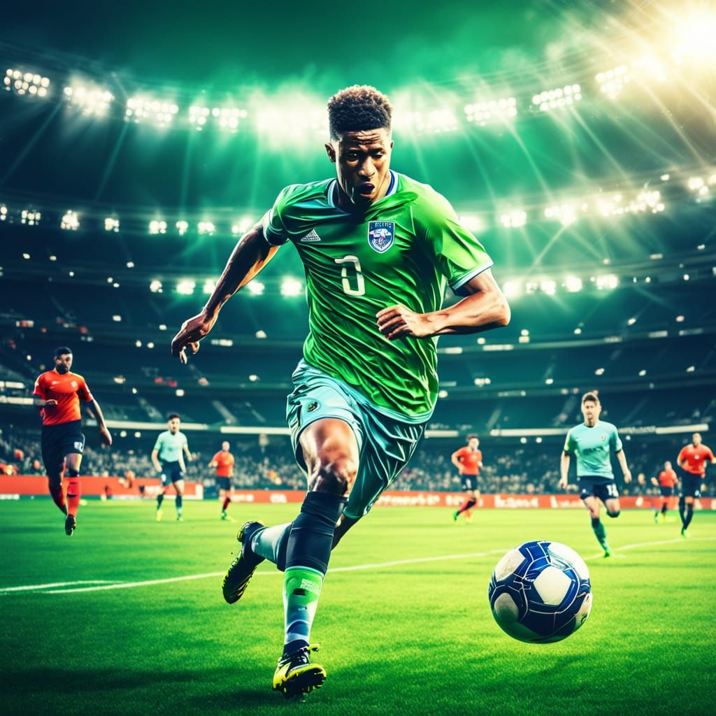 Dynamic Soccer Player in Action on Bright Green Grass