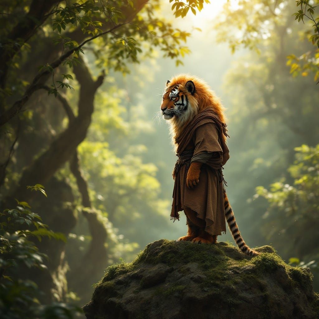 Hyper-Realistic Jungle Goddess in Earth-Toned Attire