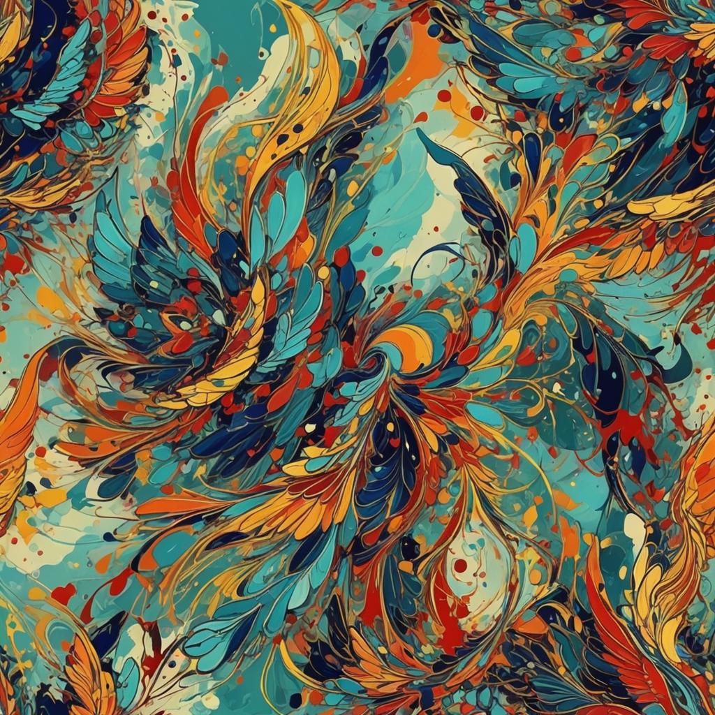 Abstract Art with Complementary Colors and Fine Details