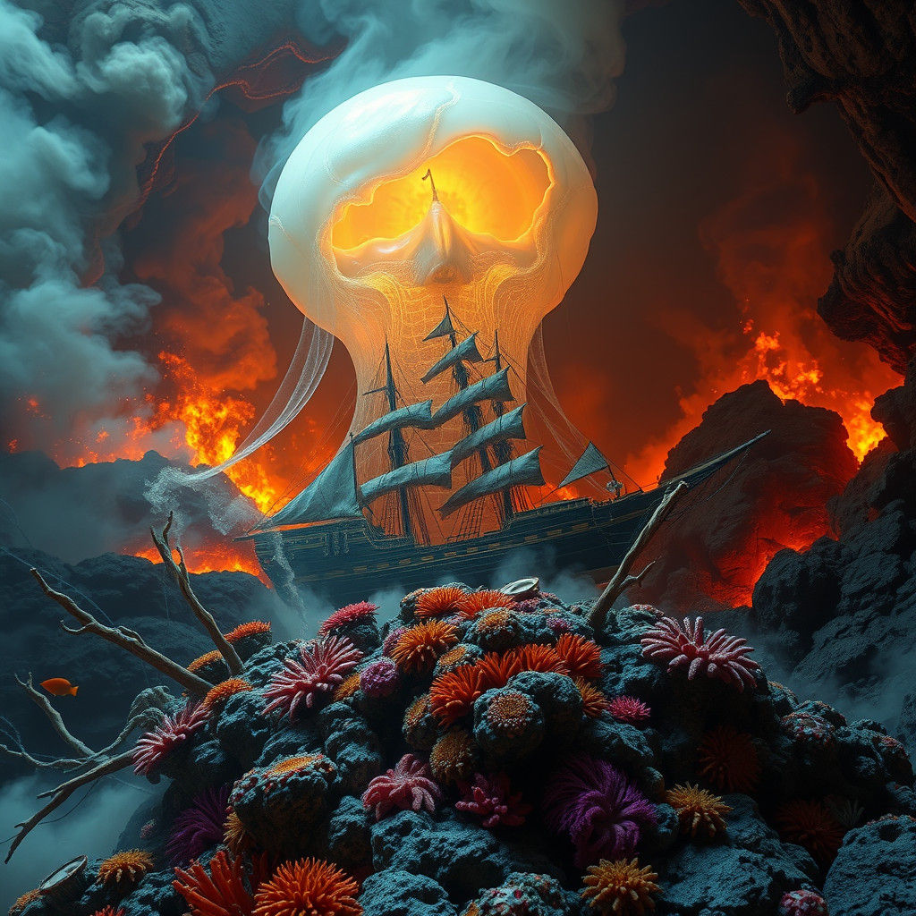 Gelatinous Entity with Sunken Pirate Ship