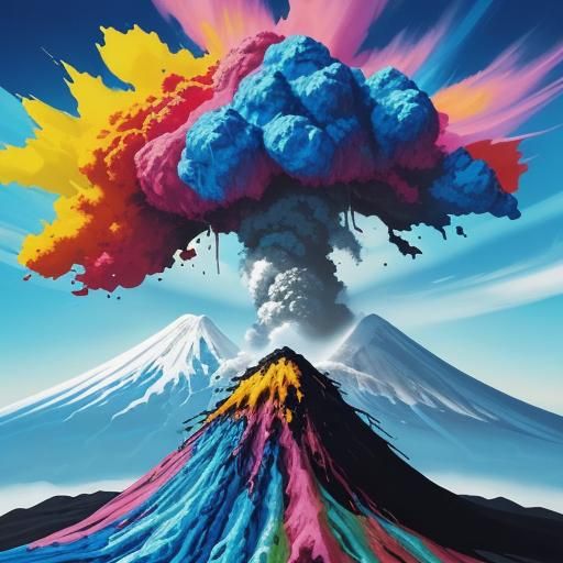 Diamond Sky Tree Volcano in Graffiti Art