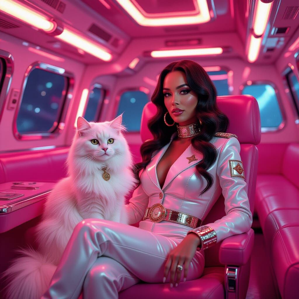 Doja Cat as Space Captain with Spacescream Cat