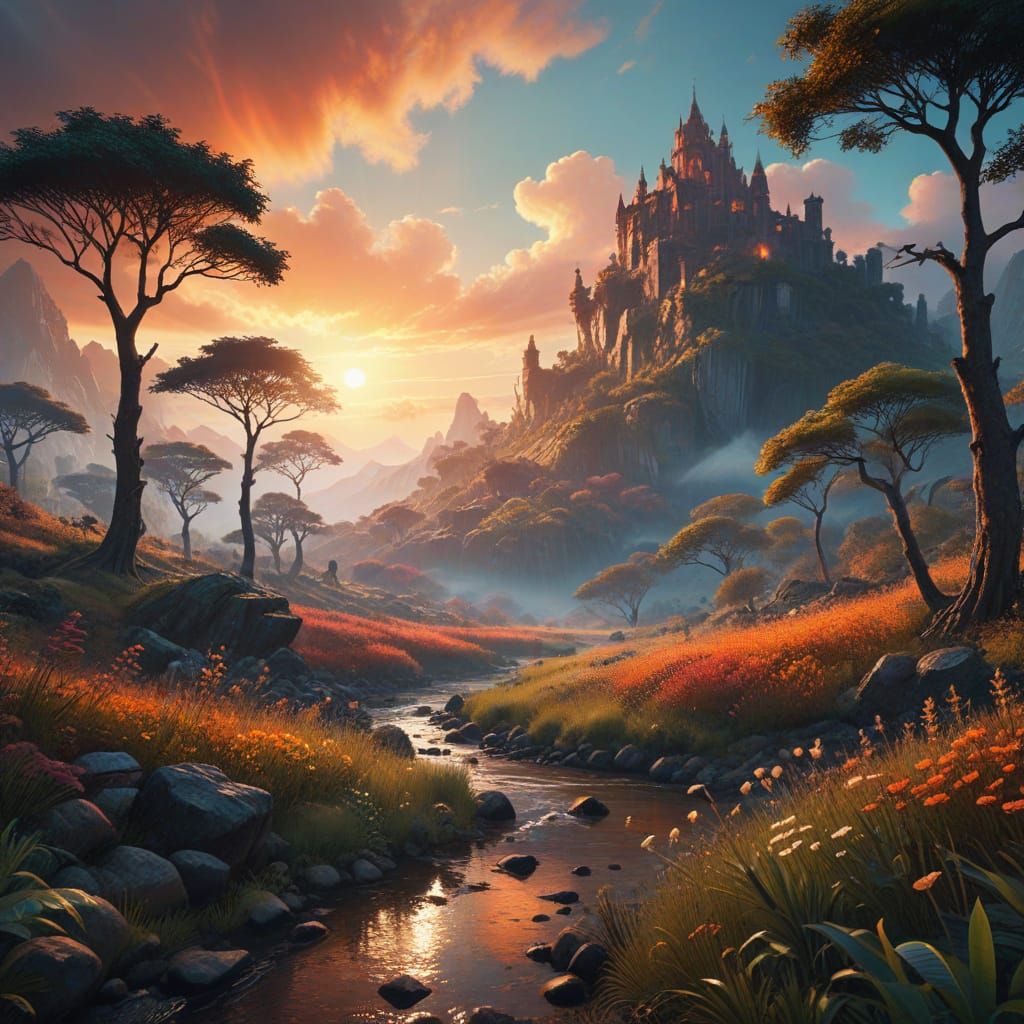 Lifelike Watercolor Landscape with Dramatic HDR Contrast