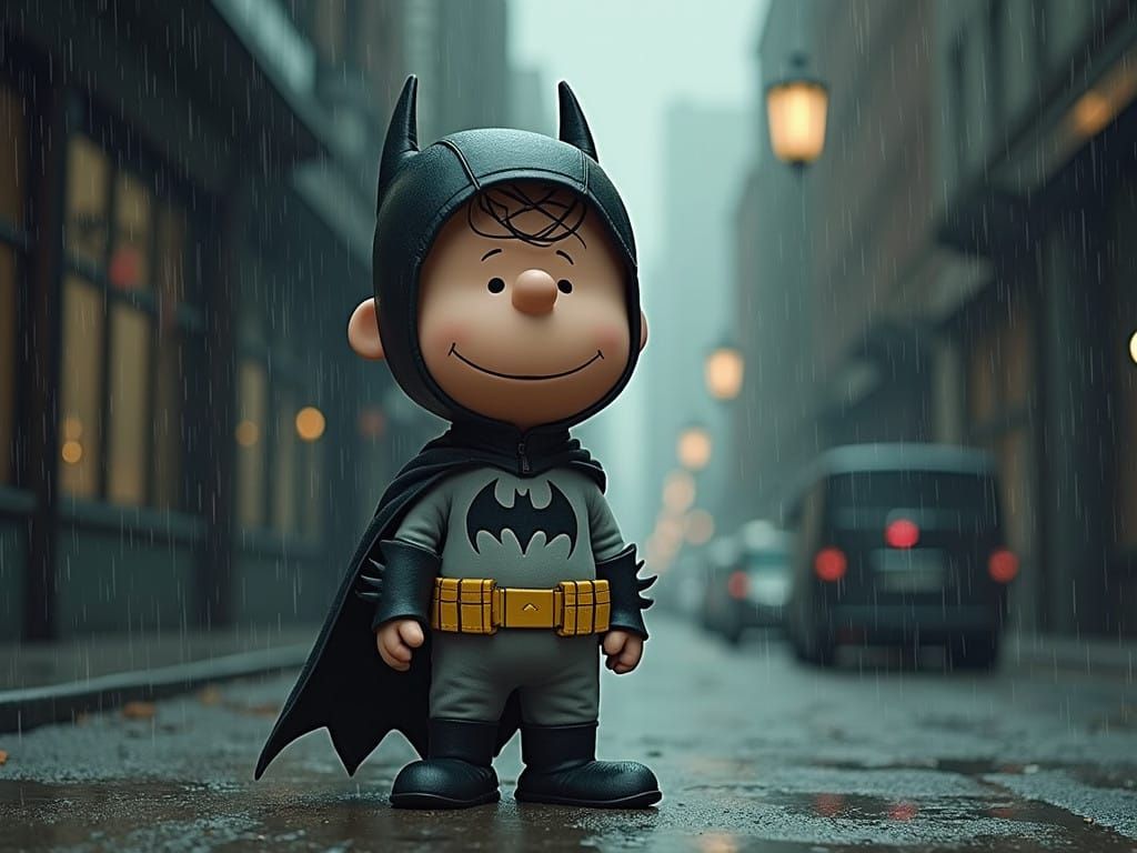 Charlie Brown as Dark Knight in Gotham Alley