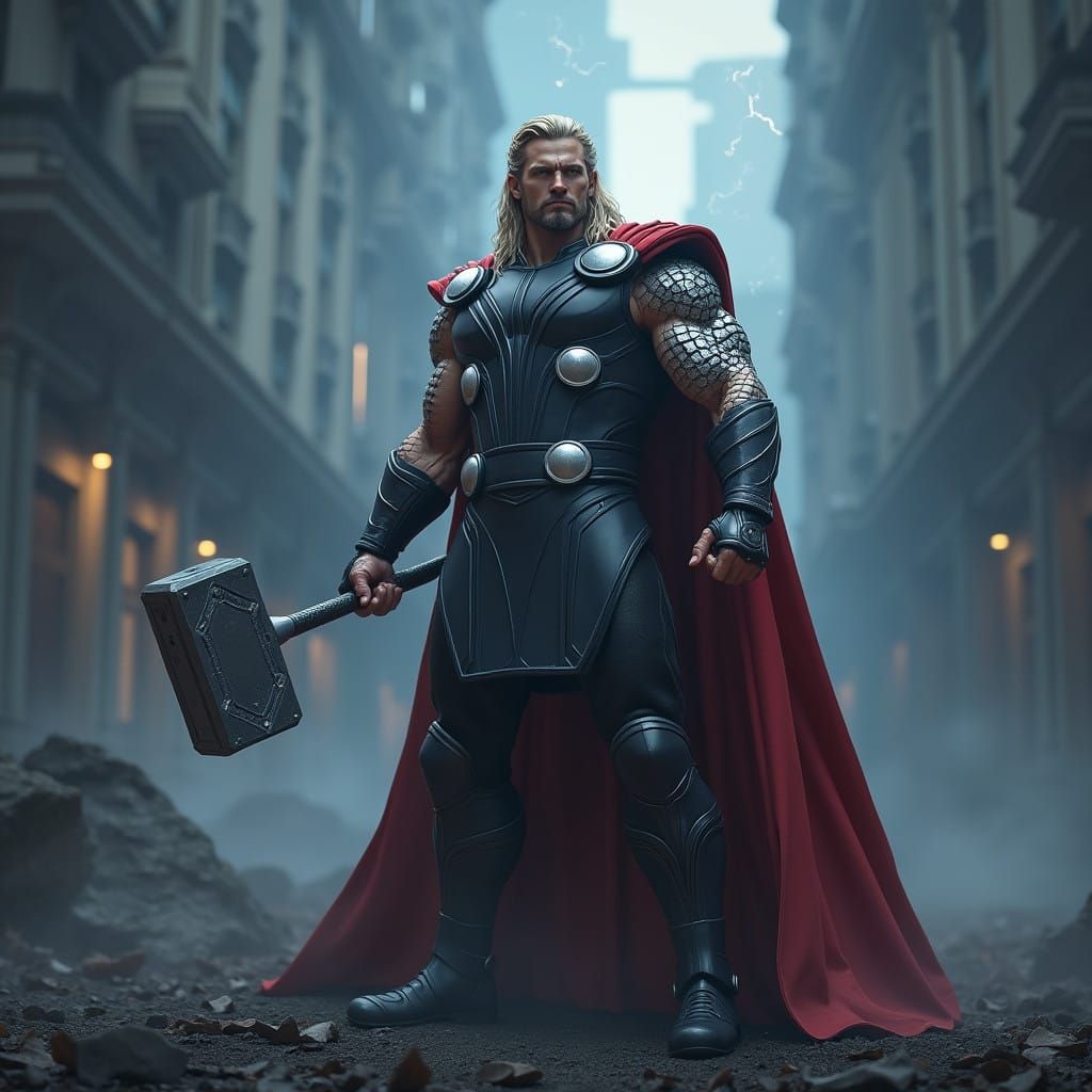 Thor: Heroic God of Thunder in Cinematic Hyperreal Style