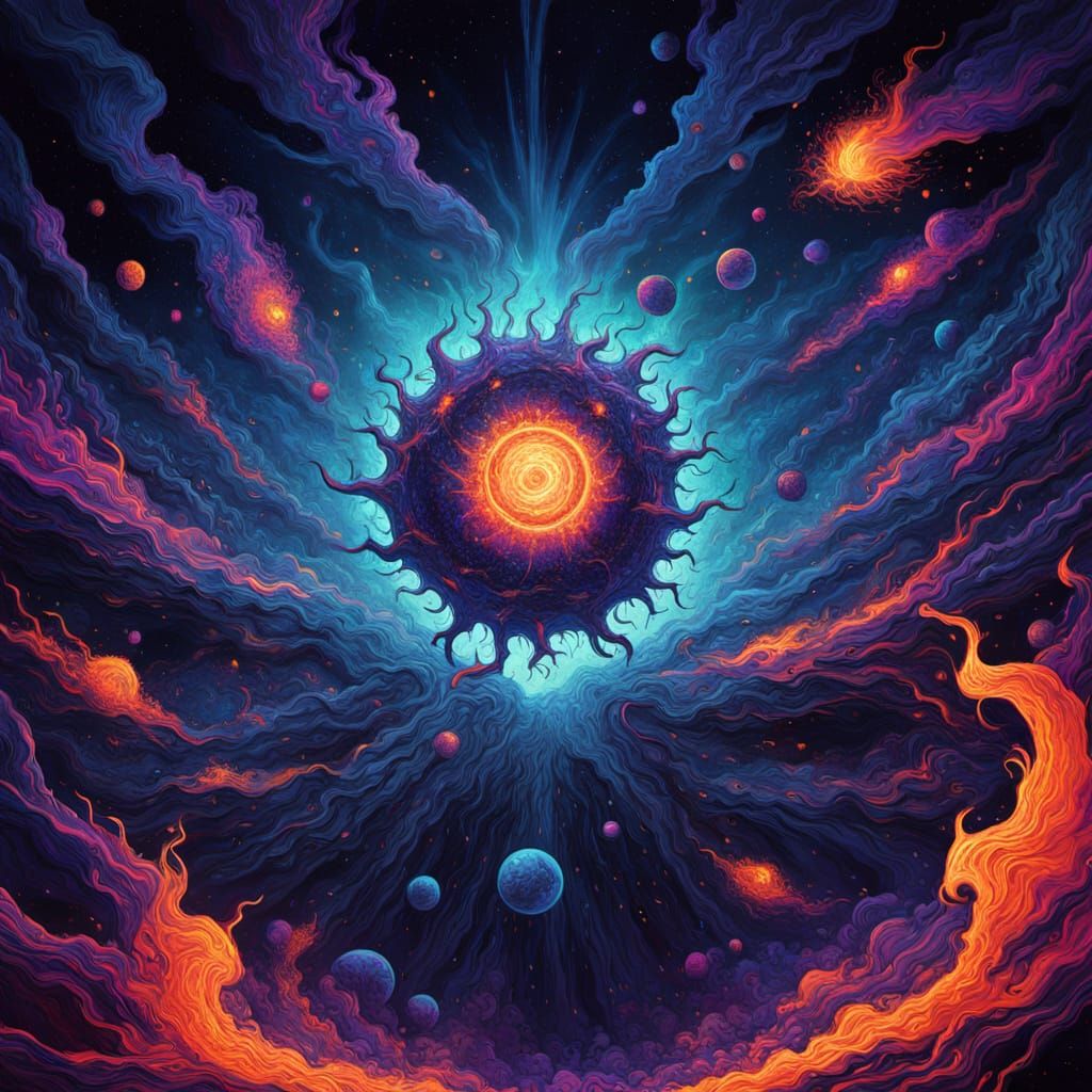 Demonic Cosmic Horror Rises from Burning Supernova