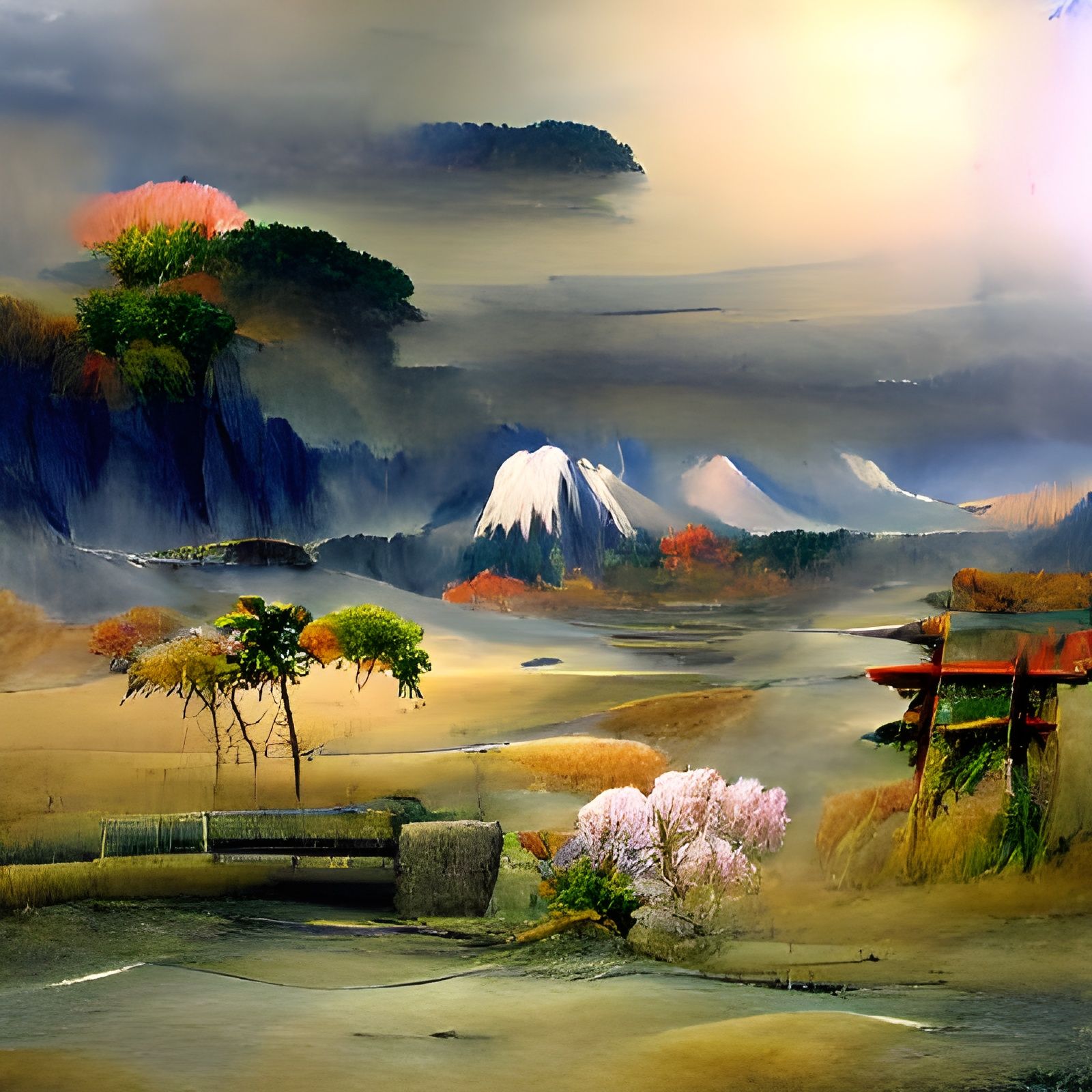 Tranquil Japanese Landscape Art